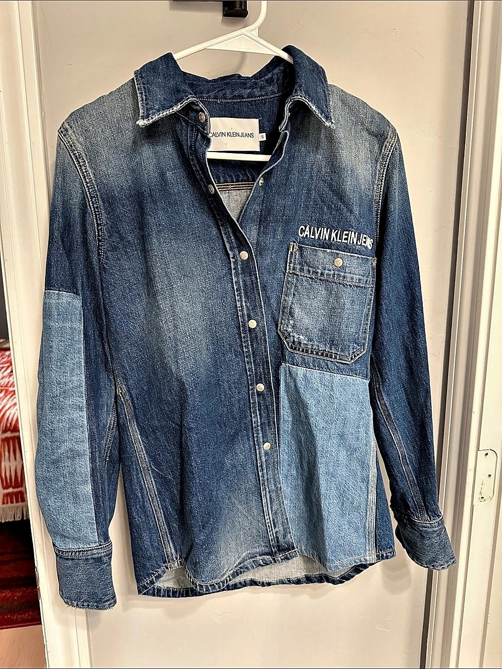Calvin Klein Jeans Denim Color Block Button Down